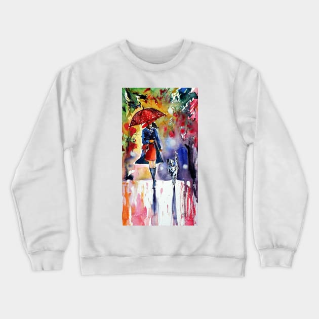 Walk with dog II Crewneck Sweatshirt by kovacsannabrigi